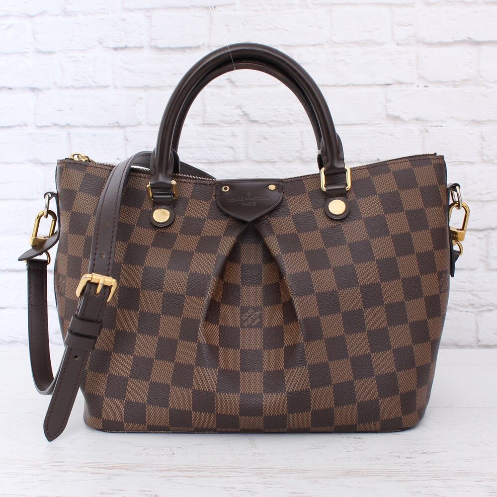 Louis Vuitton Siena PM Damier Ebene Crossbody Satchel Shoulder Bag Leather Purse